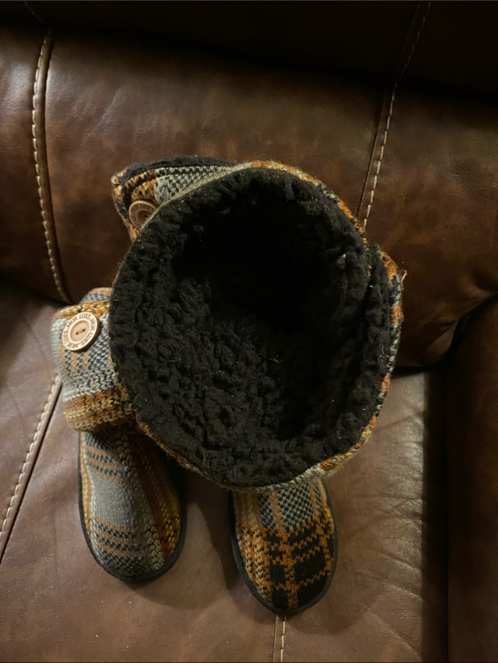 Muk Luks Knit Button Tall Ankle Boots in Brown, Gray, Tan - Picture 7 of 8